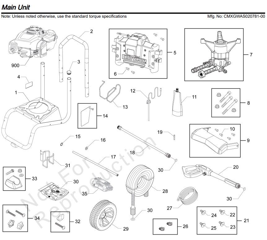 Craftsman Pressure Washer CMXGWAS020781 REV 00 Parts